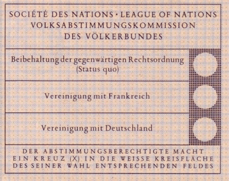 Abstimmungszettel am 13. Januar 1935, Fotoarchiv: Egon Gross